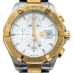 Pre Owned Tag Heuer Silver Two-Tone Stainless Steel Aquaracer Calibre 16 CAY2121.BB0923 Men's Wristwatch 43 mm