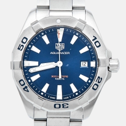 Pre Owned Tag Heuer Blue Stainless Steel Aquaracer WBD1112.BA0928 Men's Wristwatch 41 mm