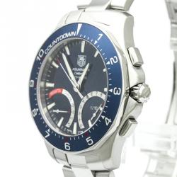 Pre Owned Tag Heuer Navy Blue Stainless Steel Aquaracer Calibre S Regatta Men's Wristwatch 42MM