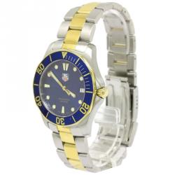 Pre Owned Tag Heuer Blue Gold Plated Stainless Steel Aquaracer Men's Wristwatch 39MM