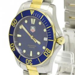 Pre Owned Tag Heuer Blue Gold Plated Stainless Steel Aquaracer Men's Wristwatch 39MM