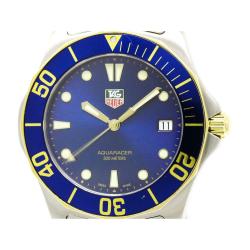 Pre Owned Tag Heuer Blue Gold Plated Stainless Steel Aquaracer Men's Wristwatch 39MM