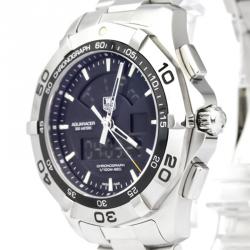 Pre Owned Tag Heuer Black Stainless Steel Aquaracer Men's Wristwatch 43MM