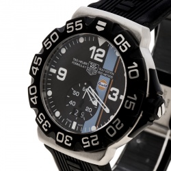 Pre Owned Tag Heuer Black Stainless Steel Formula 1 Grand Date Gulf Edition WAH1013 Men's Wristwatch 44 mm