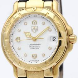 مملوكة مسبقًا Tag Heuer White 18K Yellow Gold 6000 Series Men's Wristwatch 38MM