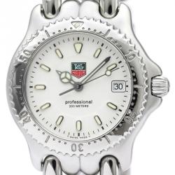 Pre Owned Tag Heuer White Stainless Steel S/EL Professional Men's Wristwatch 34MM