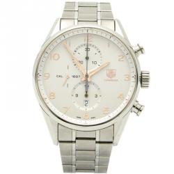 مملوكة مسبقًا Tag Heuer Silver Steel Carrera Open Case Automatic Men's Watch 43MM