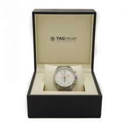 مملوكة مسبقًا Tag Heuer Silver Steel Carrera Open Case Automatic Men's Watch 43MM