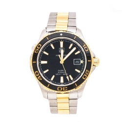 Tag Heuer Black Two-Tone Stainless Steel Aquaracer WAK2122 Men's Wristwatch 41 mm