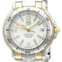 Tag Heuer White 18K Yellow Gold and Stainless Steel 6000 Series Chronometer WH5151 Men's Wristwatch 39MM