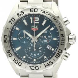 Pre Owned Tag Heuer Blue Stainless Steel Formula 1 Chronograph CAZ101K Men's Wristwatch 43MM