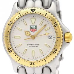 Pre Owned Tag Heuer Gray 18K Yellow Gold Plated Stainless Steel Sel Professional 200M S95.813 Men's Wristwatch 34 MM