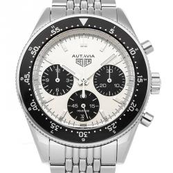 مملوكة مسبقًا Tag Heuer Black/White Stainless Steel Heuer Heritage "Jack Heauer Limited Edition" CBE2111.BA0687 Men's Wristwatch 42 MM
