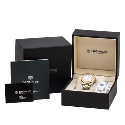 Tag Heuer Silver Opaline Two-Tone Stainless Steel Aquaracer WAY1120.BB0930 Men's Wristwatch 40.50 mm