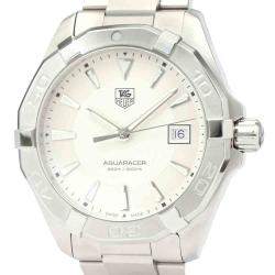 Pre Owned Tag Heuer Silver Stainless Steel Aquaracer Quartz WAY1111 Men's Wristwatch 40 MM