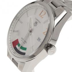 مملوكة مسبقًا Tag Heuer White Stainless Steel Caliber 5 Carrera Men's Wristwatch 42MM