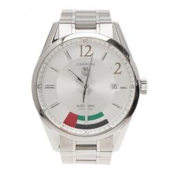 مملوكة مسبقًا Tag Heuer White Stainless Steel Caliber 5 Carrera Men's Wristwatch 42MM