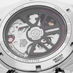 Tag Heuer Black Stainless Steel Autavia Heritage CBE2110 Automatic Chronograph Men's Wristwatch 42 mm
