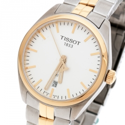 Tissot Silver White Two-Tone Stainless Steel PR100 Men's Wristwatch 39 mm