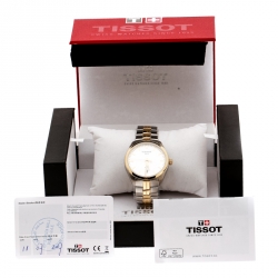 Tissot Silver White Two-Tone Stainless Steel PR100 Men's Wristwatch 39 mm