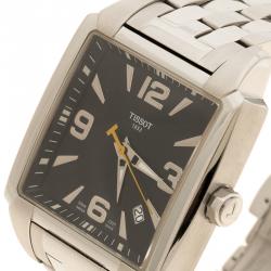 Pre Owned Tissot Black Stainless Steel Quadrato Men's Wristwatch 38 mm