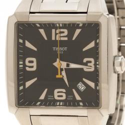 Pre Owned Tissot Black Stainless Steel Quadrato Men's Wristwatch 38 mm