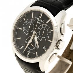 Tissot Black Stainless Steel Chronograph Couturier T0356617A Men's Wristwatch 42 mm