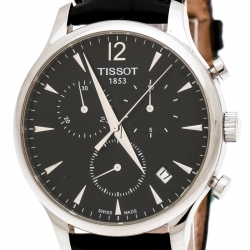 Tissot Black Stainless Steel Tradition T063617A Chronograph Men's Wristwatch 42 mm