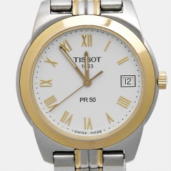 Pre Owned Tissot White Two-Tone Stainless Steel PR50 J376/476 Men's Wristwatch 36 mm 