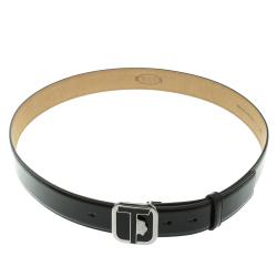Tod's Black Glossy Leather Leoni Buckle Belt 105cm