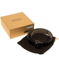 Tod's Black Glossy Leather Leoni Buckle Belt 105cm