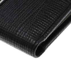 Tod's Black Leather Stripe Grey Lined Bifold Wallet