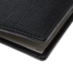 Tod's Black Leather Stripe Grey Lined Bifold Wallet