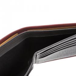 Tod's Red Leather Stripe Grey Lined Bifold Wallet