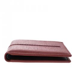 Tod's Red Leather Stripe Grey Lined Bifold Wallet