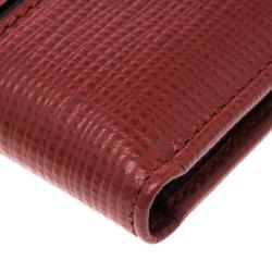 Tod's Red Leather Stripe Grey Lined Bifold Wallet