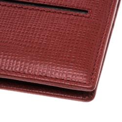 Tod's Red Leather Stripe Grey Lined Bifold Wallet