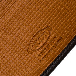 Tod's Brown Leather Stripe Orange Lined Bifold Wallet
