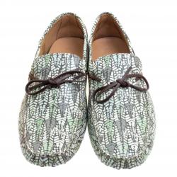 Pre Owned حذاء لوفرز تودز جلد أخضر طباعة تجريدية بفيونكة مقاس 45.5