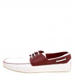 Pre Owned Tod's for Ferrari Two Tone Leather Boat Shoes Size 44.5