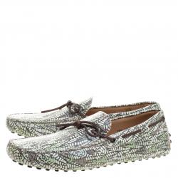 Pre Owned حذاء لوفرز تودز جلد أخضر طباعة تجريدية بفيونكة مقاس 45