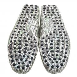 Pre Owned حذاء لوفرز تودز جلد أخضر طباعة تجريدية بفيونكة مقاس 45