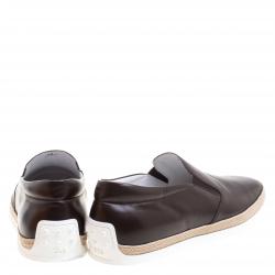 Tod's Brown Leather Espadrille Slip-On Sneakers Size 44.5