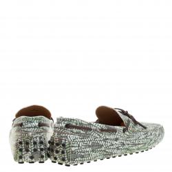 Pre Owned حذاء لوفرز تودز جلد أخضر طباعة تجريدية بفيونكة مقاس 43