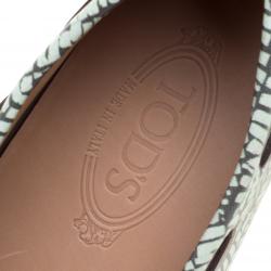 Pre Owned حذاء لوفرز تودز جلد أخضر طباعة تجريدية بفيونكة مقاس 43