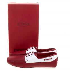 مملوكة مسبقًا Tod's for Ferrari Two Tone Leather Boat Shoes Size 45