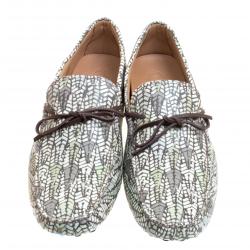 مملوكة مسبقًا Tod's Green Abstract Print Leather Bow Loafers Size 43