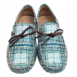 Pre Owned Tod's Abstract Print Leather Bow Loafers Size 42