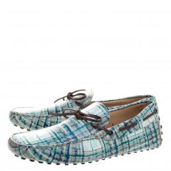Pre Owned Tod's Abstract Print Leather Bow Loafers Size 42