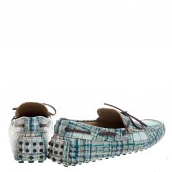 Pre Owned Tod's Abstract Print Leather Bow Loafers Size 42